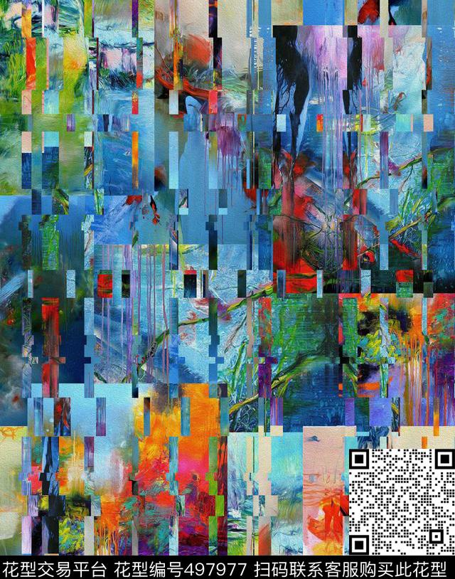风景几何时尚数码印花华亿平台下载（图片编号: 497977） - 瓦栏（Walan）