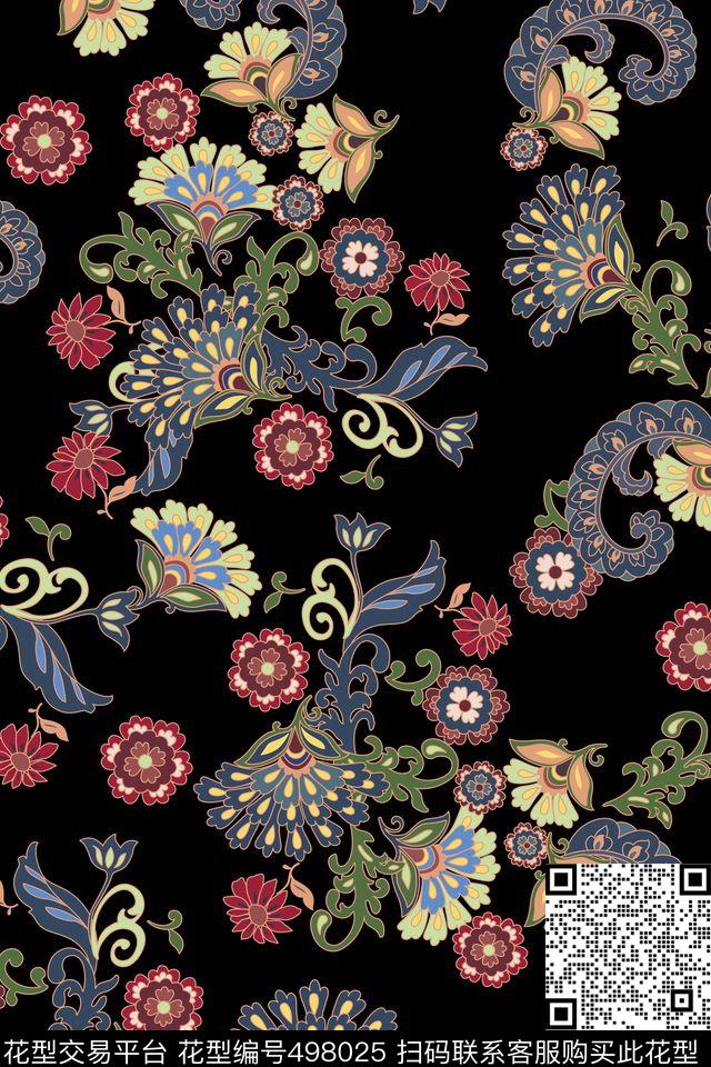 满版几何复古传统印花华亿平台下载（图片编号: 498025） - 瓦栏（Walan）