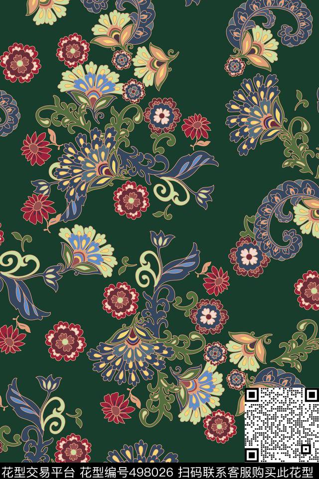 满版几何复古传统印花华亿平台下载（图片编号: 498026） - 瓦栏（Walan）