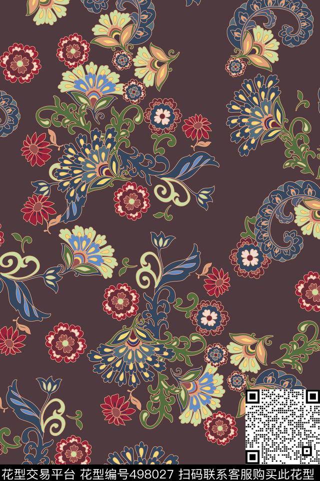满版几何复古传统印花华亿平台下载（图片编号: 498027） - 瓦栏（Walan）