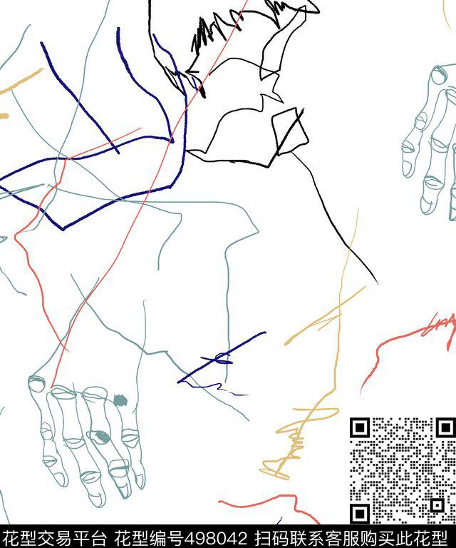 几何手线条传统印花华亿平台下载（图片编号: 498042） - 瓦栏（Walan）
