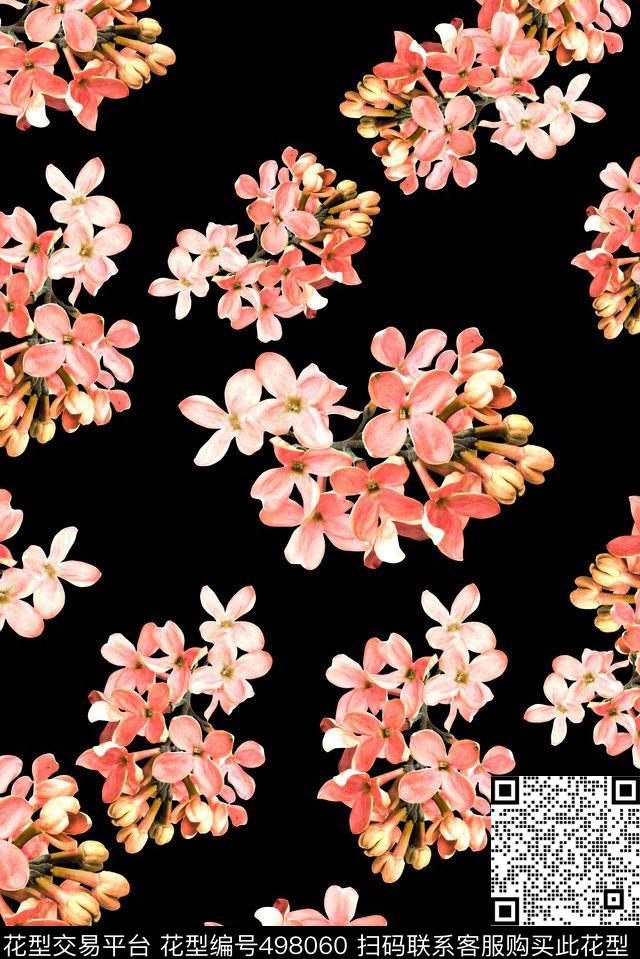 时尚复古玉兰花数码印花华亿平台下载（图片编号: 498060） - 瓦栏（Walan）