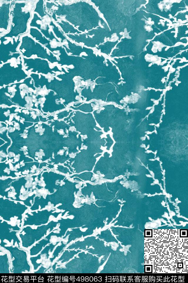 经典花卉丝巾数码印花华亿平台下载（图片编号: 498063） - 瓦栏（Walan）