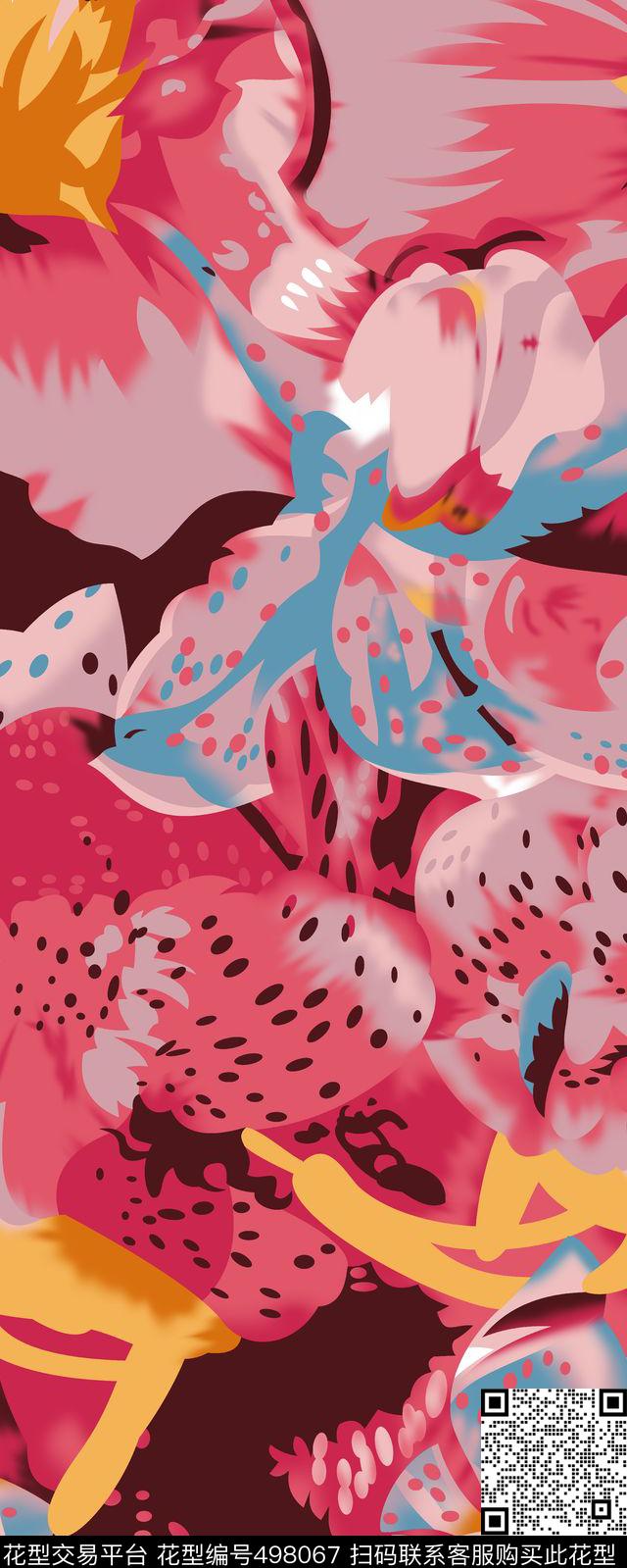 花朵植物丝巾长巾休闲风传统印花华亿平台下载（图片编号: 498067） - 瓦栏（Walan）