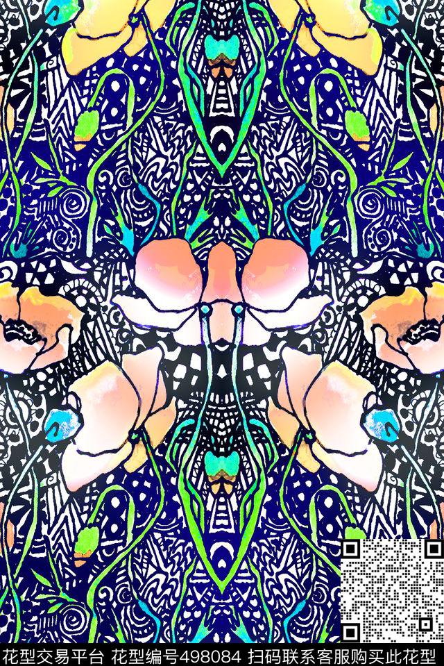 民族民族花卉花朵数码印花华亿平台下载（图片编号: 498084） - 瓦栏（Walan）