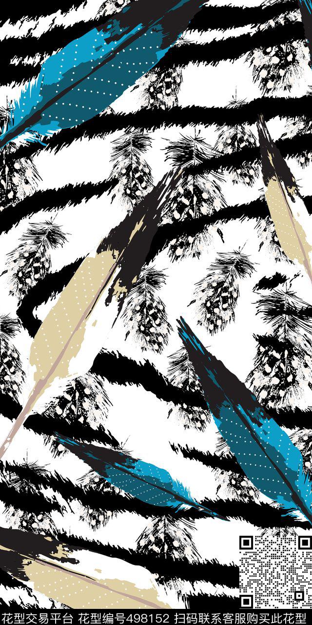 抽象时尚羽毛传统印花华亿平台下载（图片编号: 498152） - 瓦栏（Walan）
