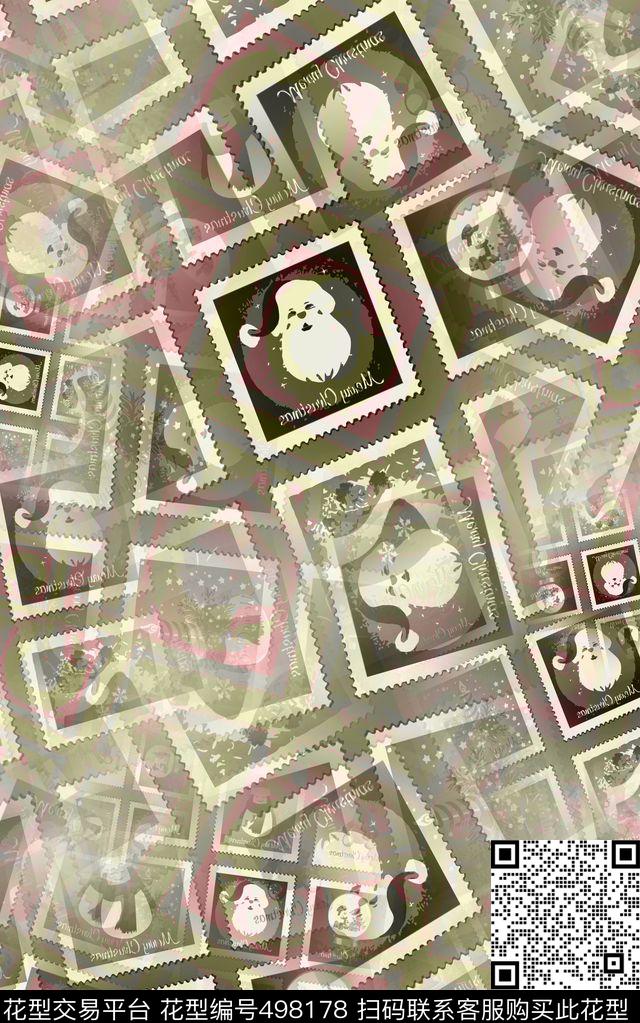 时尚复古邮票数码印花华亿平台下载（图片编号: 498178） - 瓦栏（Walan）