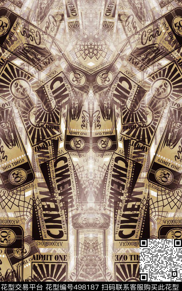 时尚复古邮票数码印花华亿平台下载（图片编号: 498187） - 瓦栏（Walan）