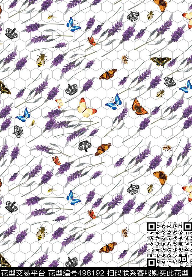 清新组合熏衣草数码印花华亿平台下载（图片编号: 498192） - 瓦栏（Walan）