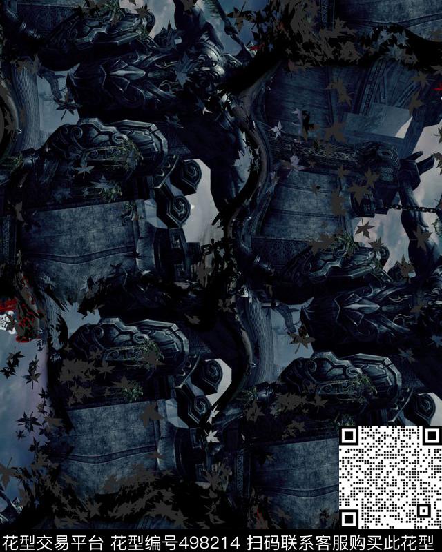 潮流抽象复古数码印花华亿平台下载（图片编号: 498214） - 瓦栏（Walan）