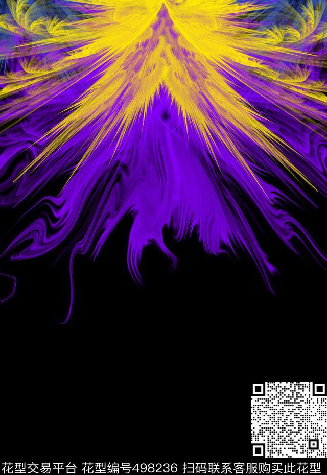 潮流时尚个性羽毛流动炫彩印花数码印花华亿平台下载（图片编号: 498236） - 瓦栏（Walan）