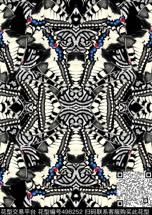 复古蝴蝶蓝红点标华亿平台流行大牌蝴蝶华亿平台数码印花华亿平台下载（图片编号: 498252） - 瓦栏（Walan）