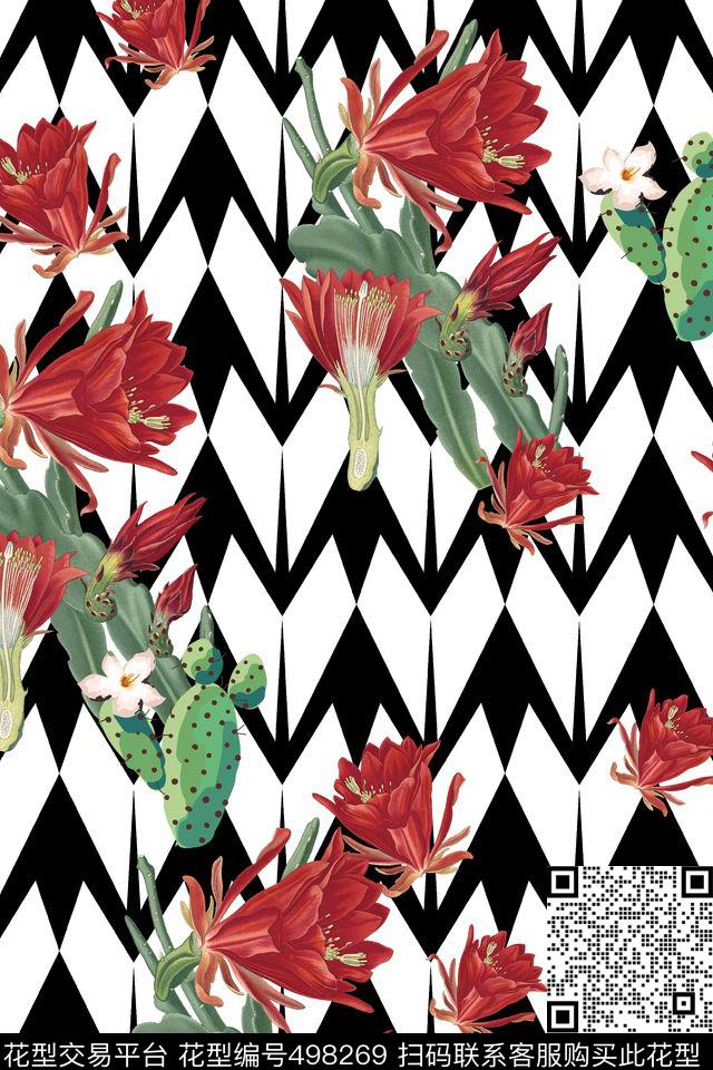潮牌花卉趣味数码印花华亿平台下载（图片编号: 498269） - 瓦栏（Walan）