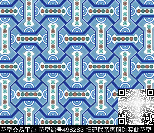 几何格子点线面数码印花华亿平台下载（图片编号: 498283） - 瓦栏（Walan）