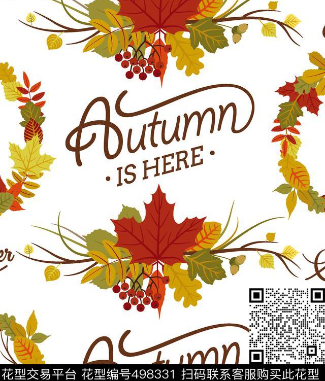 Autumn秋天枫叶落叶果实传统印花华亿平台下载（图片编号: 498331） - 瓦栏（Walan）