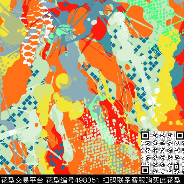 休闲手绘喷绘几何传统印花华亿平台下载（图片编号: 498351） - 瓦栏（Walan）