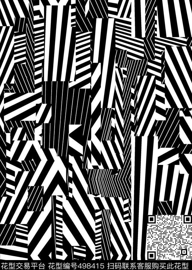 无序几何条纹传统印花华亿平台下载（图片编号: 498415） - 瓦栏（Walan）
