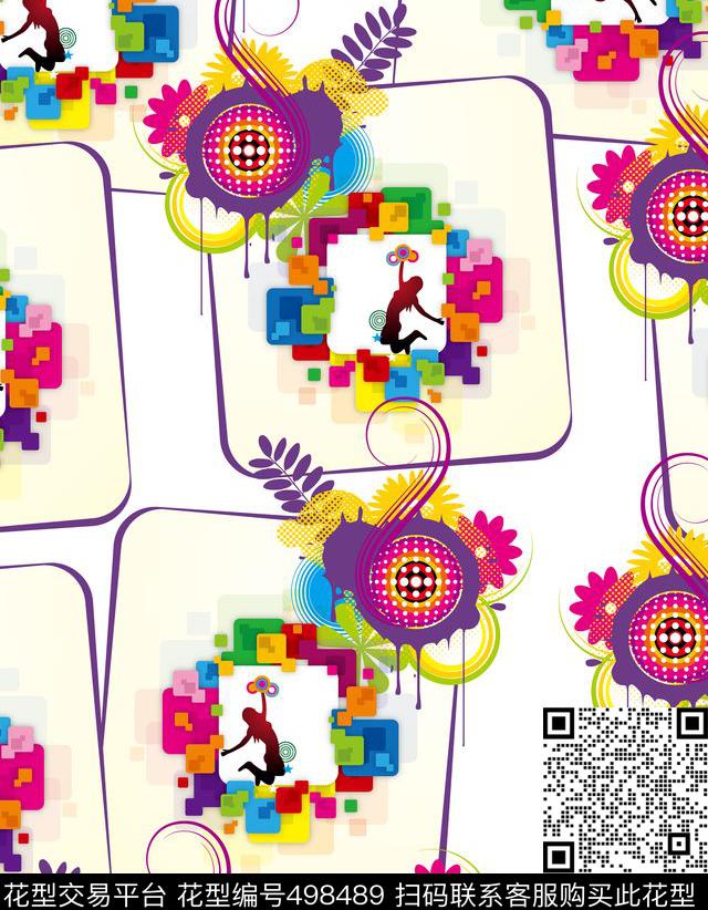 方框镜框橄榄枝女人背影传统印花华亿平台下载（图片编号: 498489） - 瓦栏（Walan）