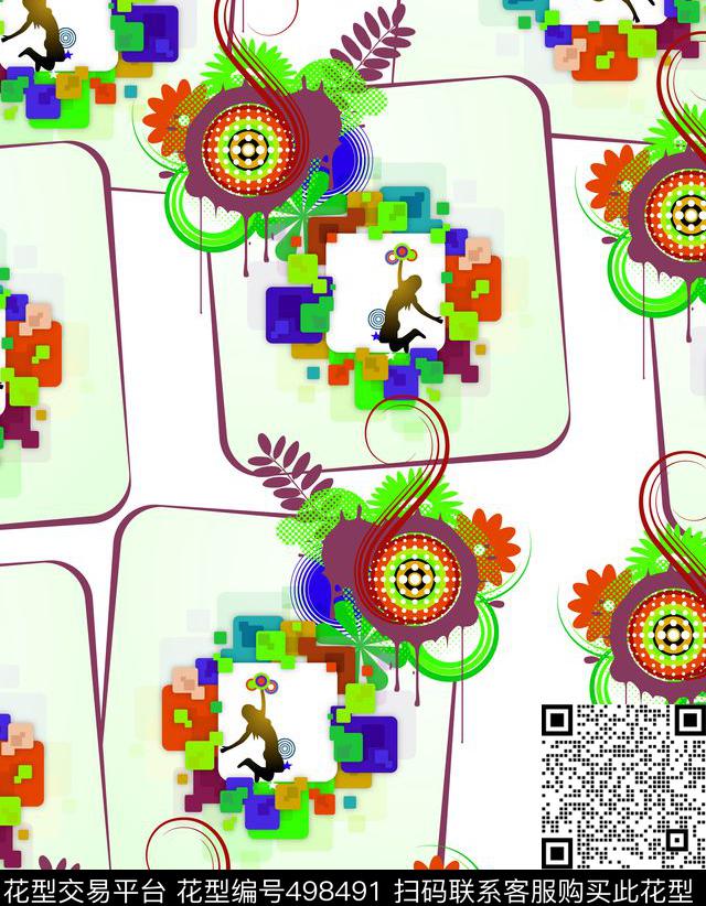 方框镜框女人背影圆圈弧线数码印花华亿平台下载（图片编号: 498491） - 瓦栏（Walan）