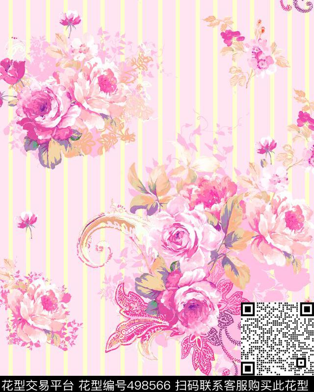 花卉棉布时尚数码印花华亿平台下载（图片编号: 498566） - 瓦栏（Walan）