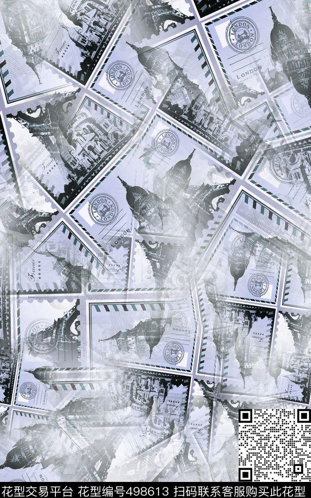 复古风邮票民族风时尚建筑人文数码印花华亿平台下载（图片编号: 498613） - 瓦栏（Walan）