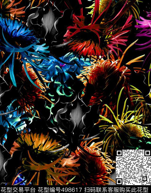 抽象复古色调家纺服装数码印花华亿平台下载（图片编号: 498617） - 瓦栏（Walan）