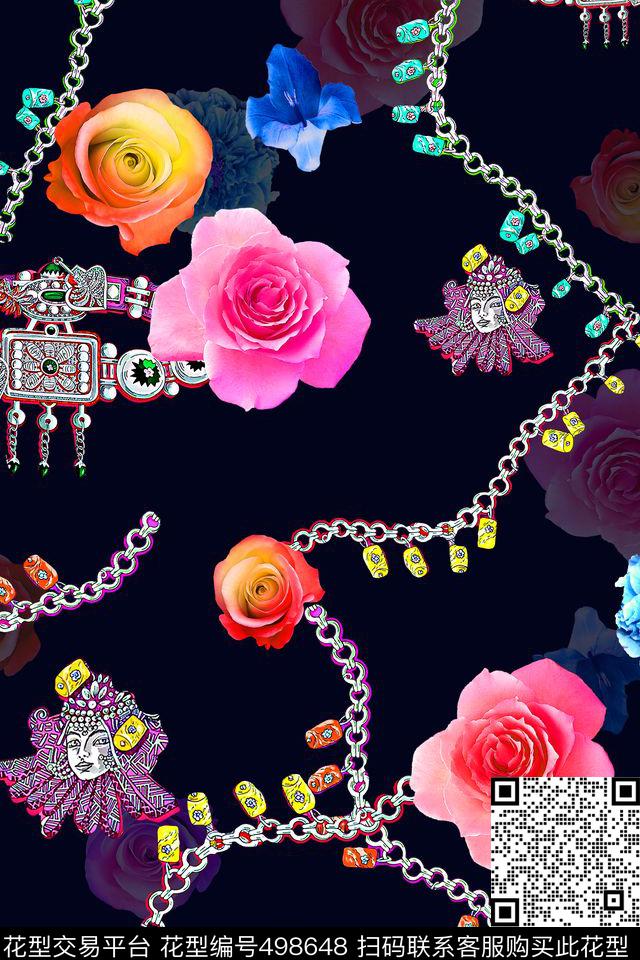 珠宝花卉时尚数码印花华亿平台下载（图片编号: 498648） - 瓦栏（Walan）