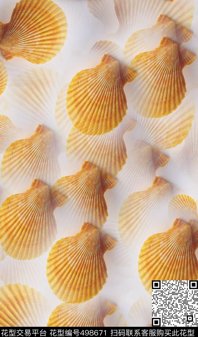 海滩系列浪漫时尚珍珠贝壳数码印花华亿平台下载（图片编号: 498671） - 瓦栏（Walan）