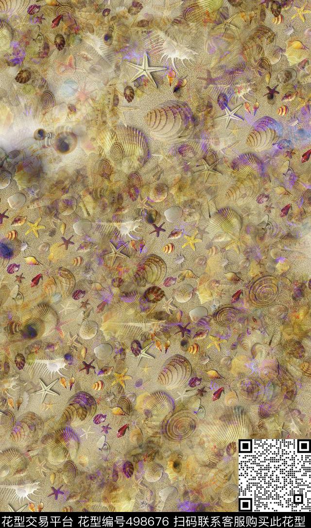 海滩系列还螺纹沙滩休闲珍珠贝壳数码印花华亿平台下载（图片编号: 498676） - 瓦栏（Walan）