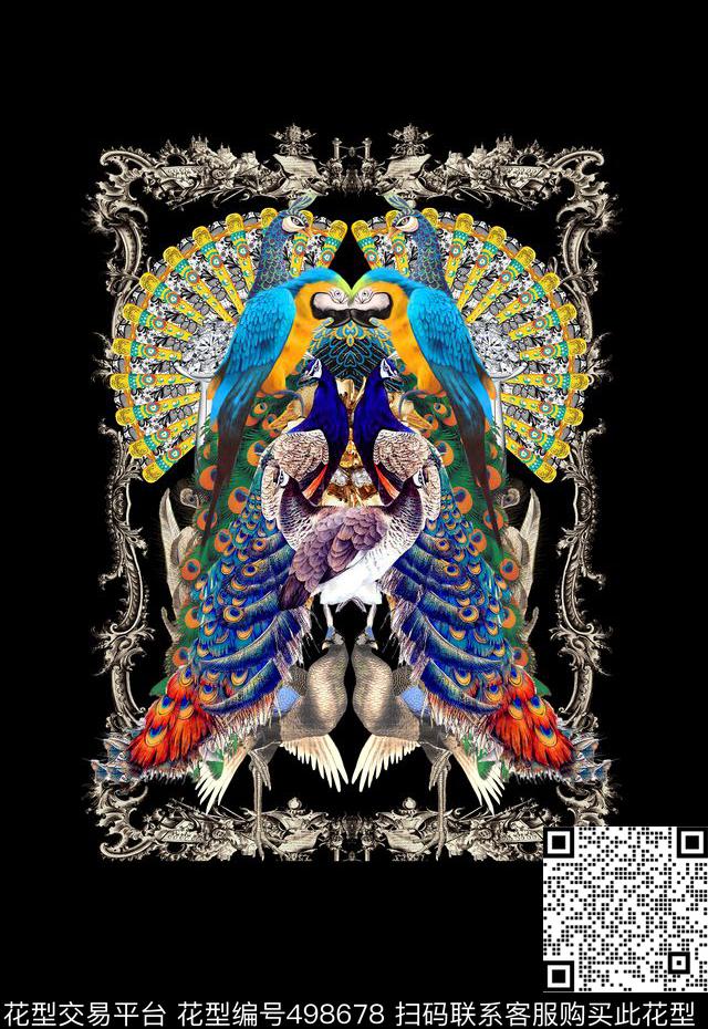 T恤卫衣夹克潮流时尚孔雀数码印花华亿平台下载（图片编号: 498678） - 瓦栏（Walan）