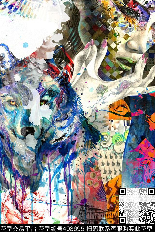 T恤定位女士衬衫抽象炫彩人物花卉动物数码印花华亿平台下载（图片编号: 498695） - 瓦栏（Walan）