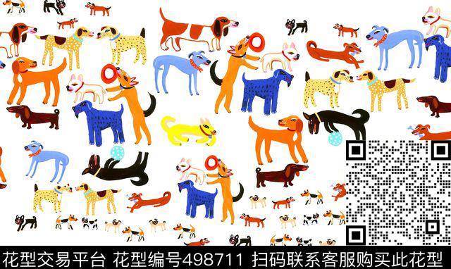 趣味手绘四方连续数码印花华亿平台下载（图片编号: 498711） - 瓦栏（Walan）