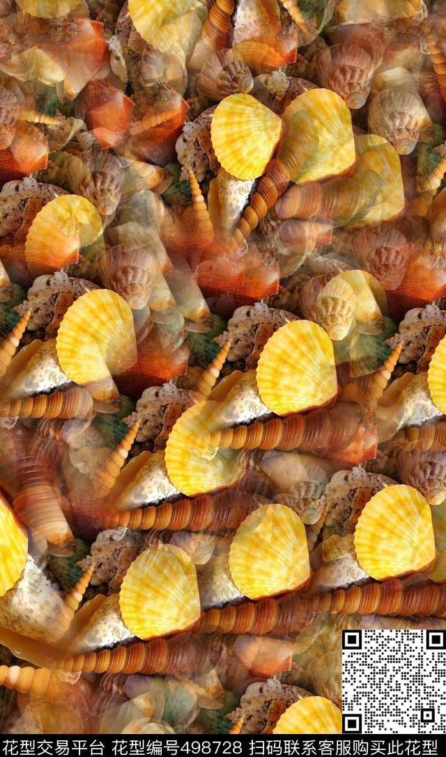 海滩系列浪漫时尚珍珠贝壳数码印花华亿平台下载（图片编号: 498728） - 瓦栏（Walan）