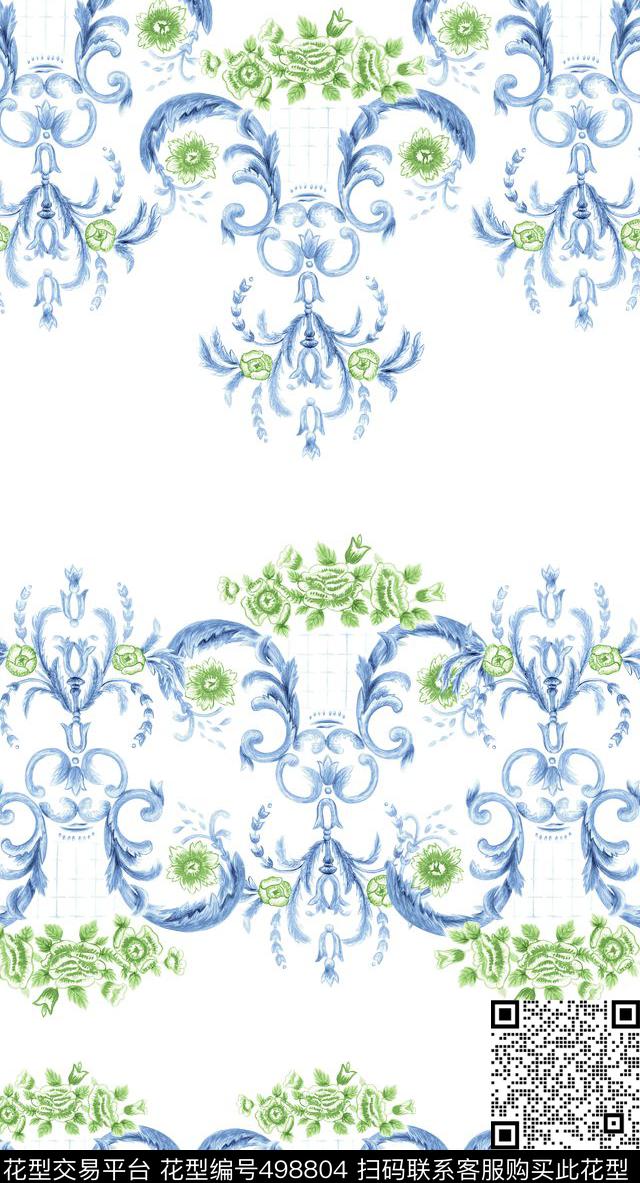 欧美风格古典时尚数码印花华亿平台下载（图片编号: 498804） - 瓦栏（Walan）