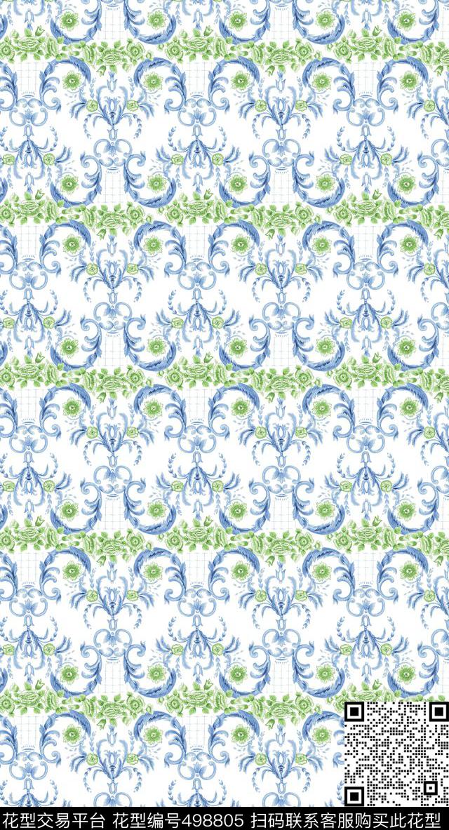欧美风格古典时尚数码印花华亿平台下载（图片编号: 498805） - 瓦栏（Walan）