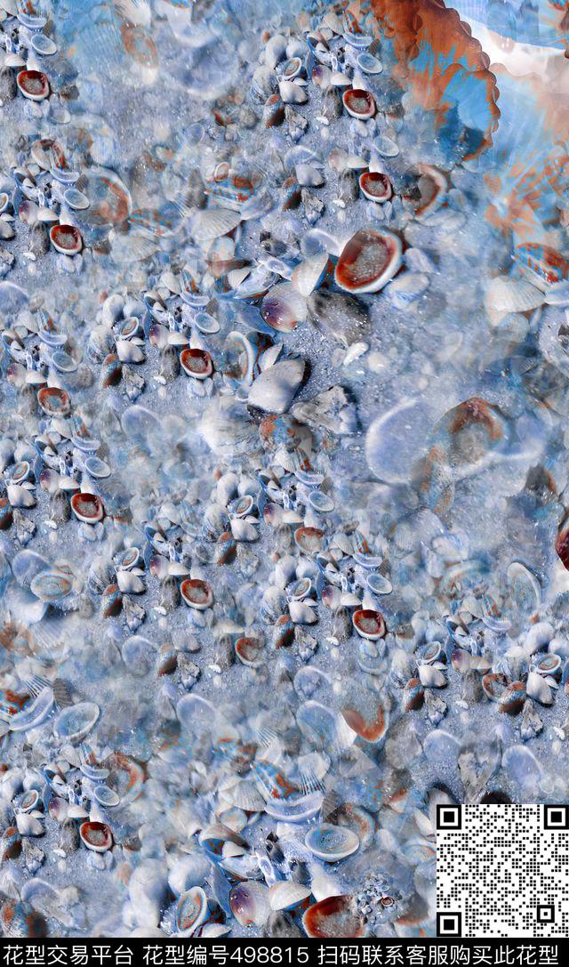 海滩系列浪漫时尚珍珠贝壳数码印花华亿平台下载（图片编号: 498815） - 瓦栏（Walan）