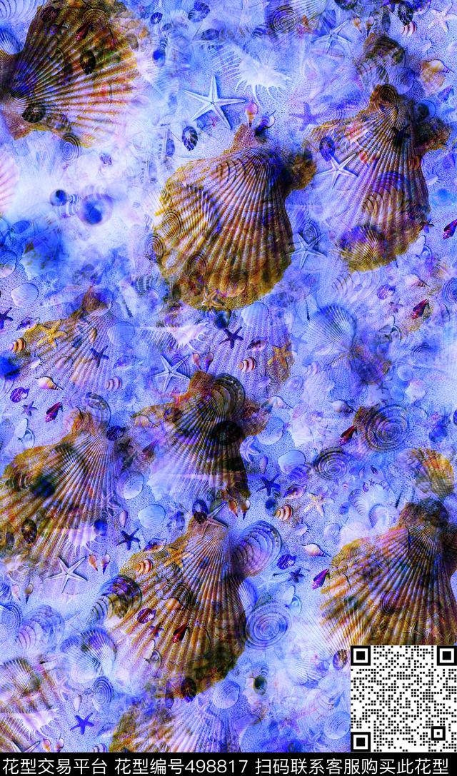 贝壳风沙滩浪漫男女衬衣外套数码印花华亿平台下载（图片编号: 498817） - 瓦栏（Walan）