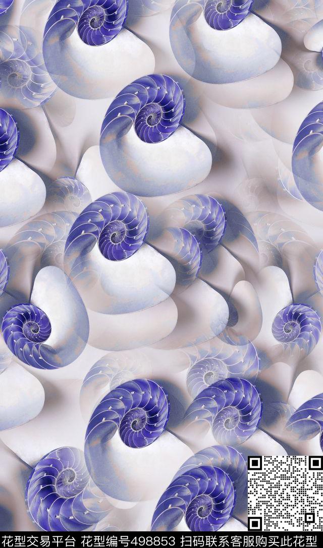 休闲时尚海螺纹沙滩贝壳男女混搭数码印花华亿平台下载（图片编号: 498853） - 瓦栏（Walan）