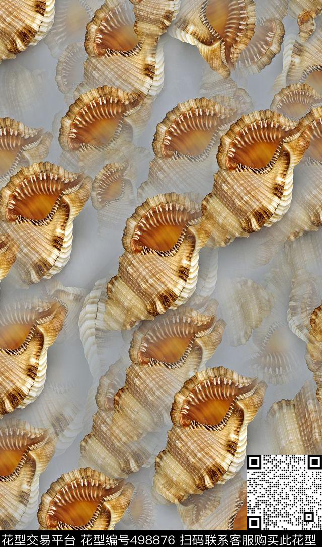 复古风休闲海螺风海滩贝壳男女衬衣外套数码印花华亿平台下载（图片编号: 498876） - 瓦栏（Walan）