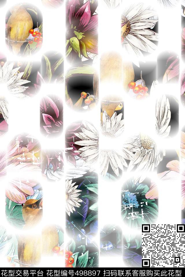 时尚花卉肌理数码印花华亿平台下载（图片编号: 498897） - 瓦栏（Walan）