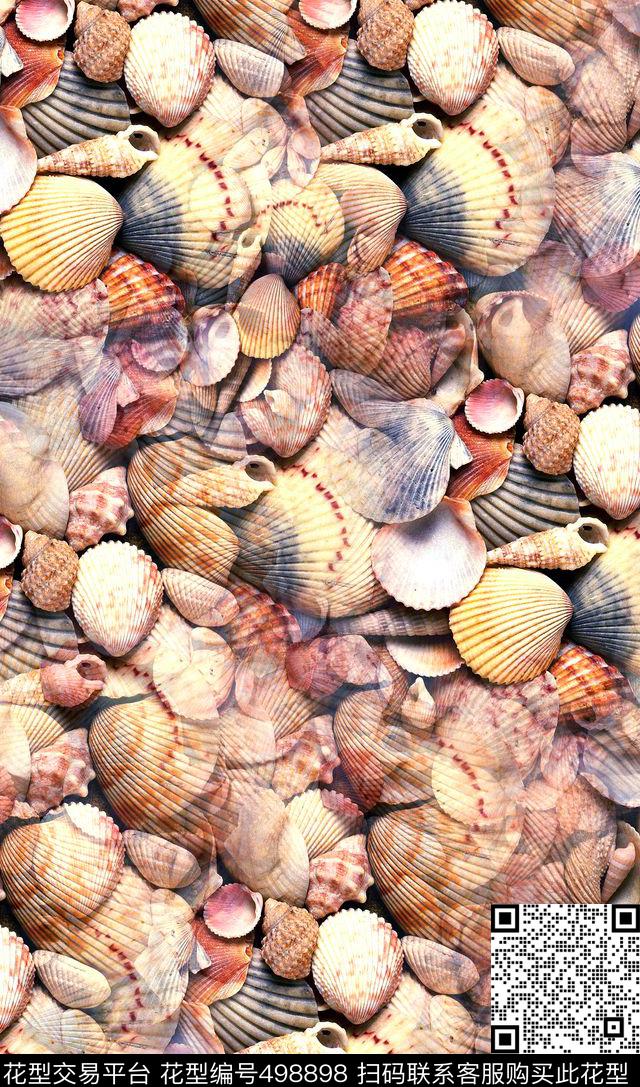 贝壳风休闲男女清新自然大海欧美街拍数码印花华亿平台下载（图片编号: 498898） - 瓦栏（Walan）