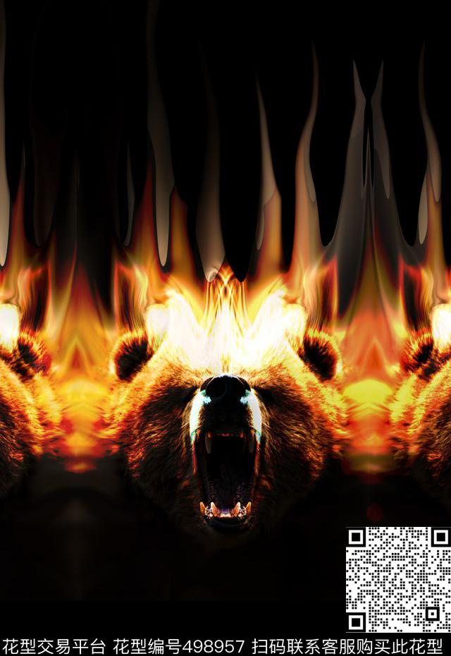 潮流时尚T恤卫衣夹克定位熊头数码印花华亿平台下载（图片编号: 498957） - 瓦栏（Walan）