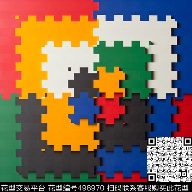 抽象几何拼图数码印花华亿平台下载（图片编号: 498970） - 瓦栏（Walan）