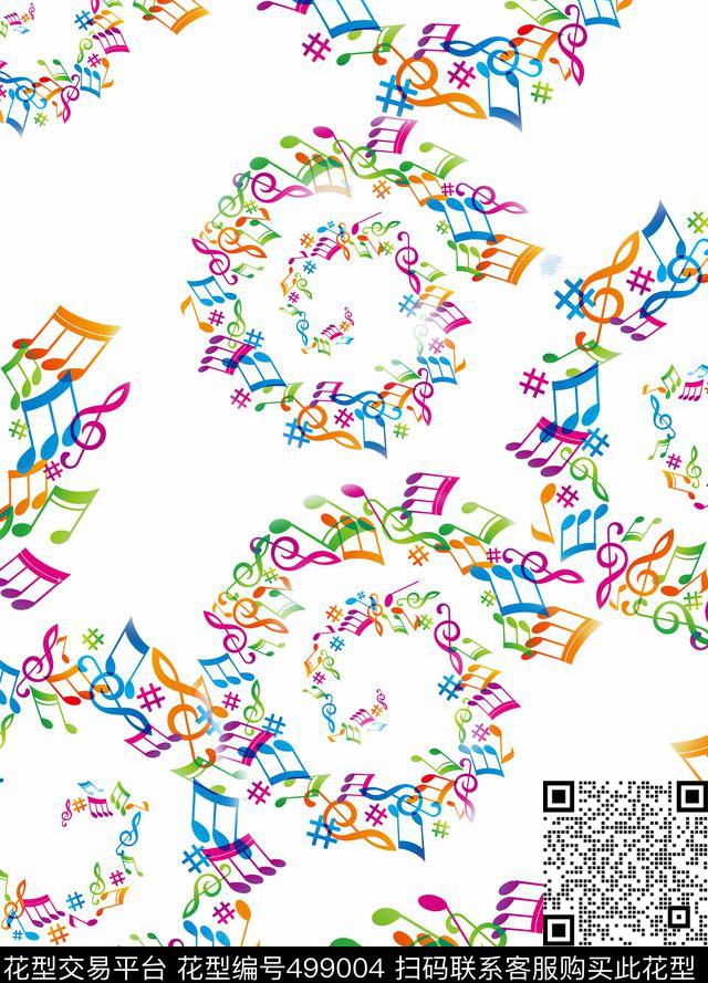 乐符螺旋结构五线谱数码印花华亿平台下载（图片编号: 499004） - 瓦栏（Walan）
