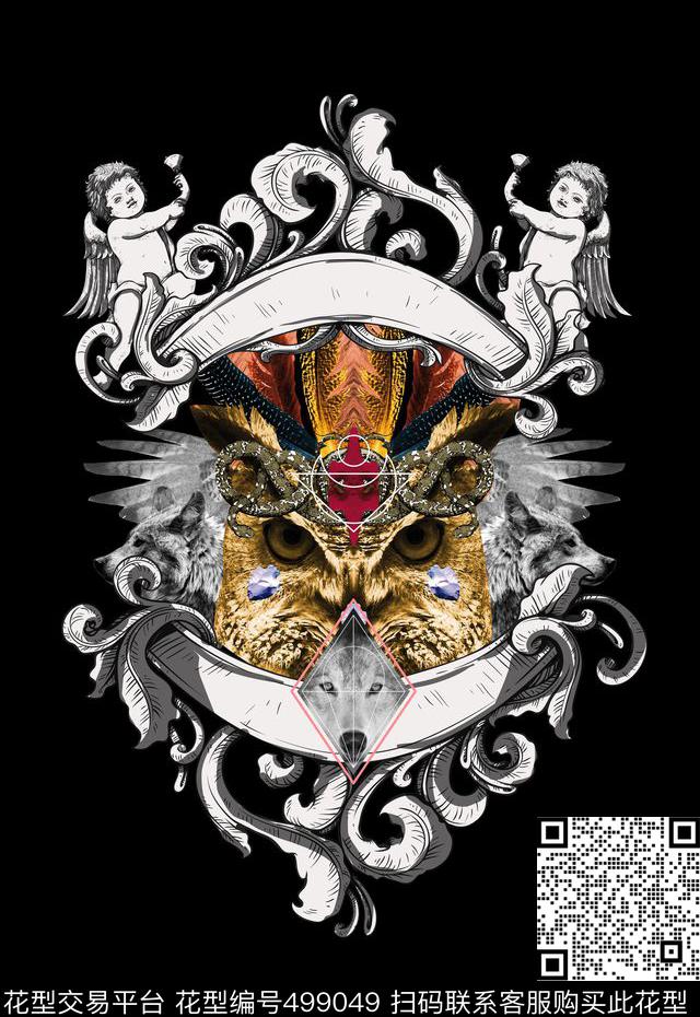 T恤卫衣夹克潮流时尚猫头鹰数码印花数码印花华亿平台下载（图片编号: 499049） - 瓦栏（Walan）