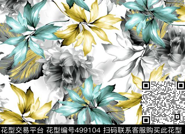 大花现代组合数码印花华亿平台下载（图片编号: 499104） - 瓦栏（Walan）