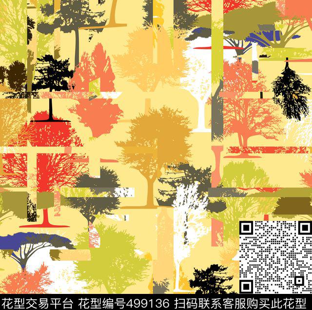 大树几何女装传统印花华亿平台下载（图片编号: 499136） - 瓦栏（Walan）