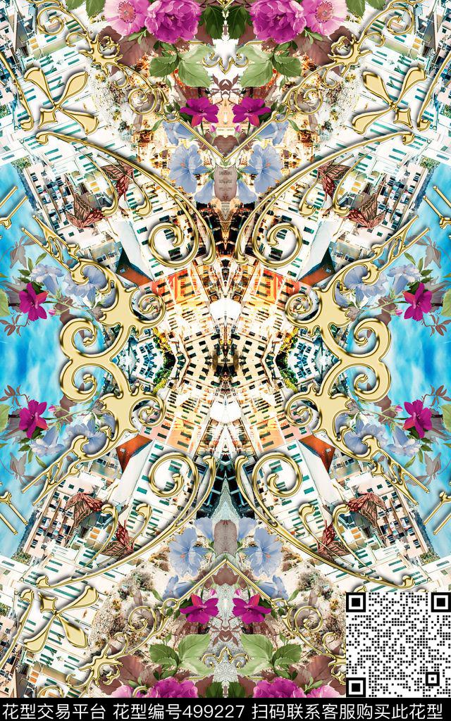 地中海房子金属数码印花华亿平台下载（图片编号: 499227） - 瓦栏（Walan）