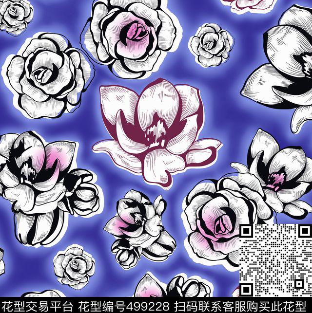 花简约中国风数码印花华亿平台下载（图片编号: 499228） - 瓦栏（Walan）