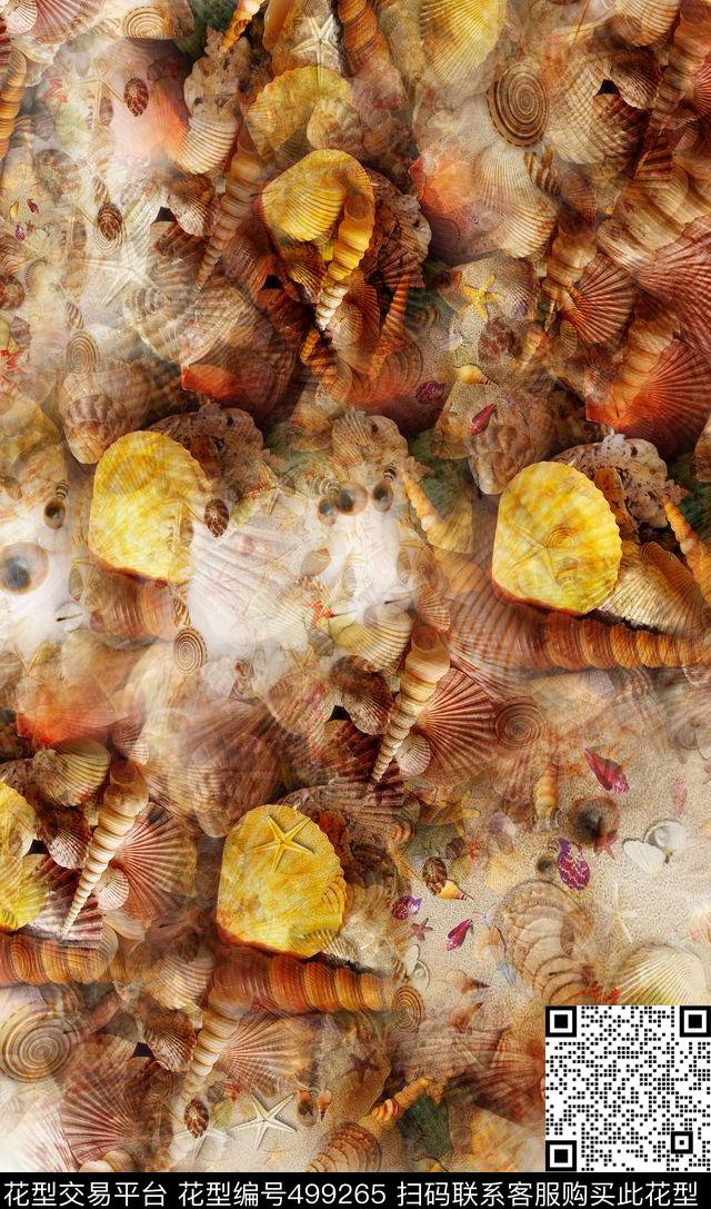 浪漫时尚海滩系列还螺纹沙滩休闲数码印花华亿平台下载（图片编号: 499265） - 瓦栏（Walan）